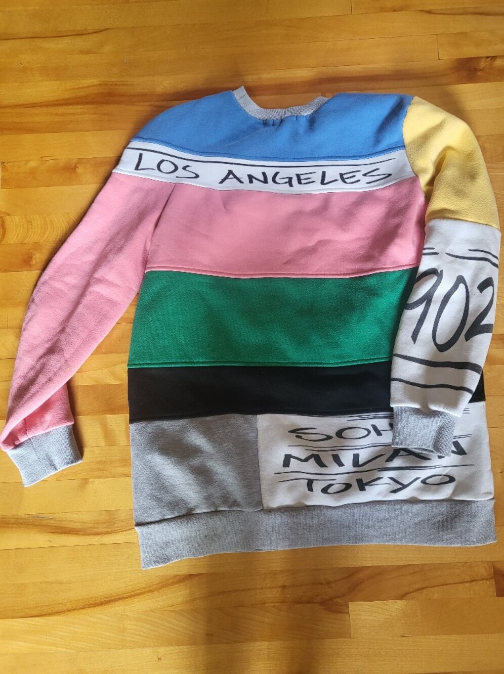 Colorblock Sweatshirt Bottoms in Pink, Green, Black, Gray